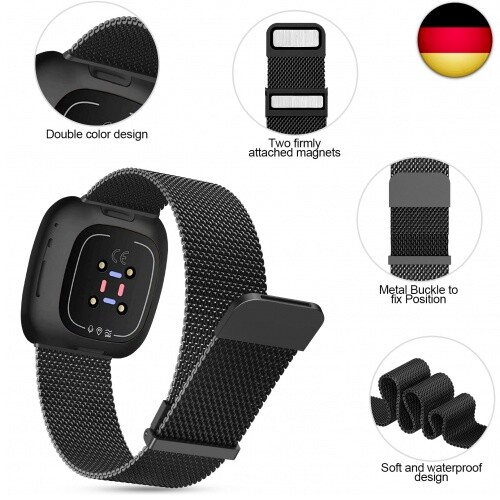 Armband für Fitbit Versa 4/Fitbit Versa 3, Mesh Edelstahl Ersatzband - Bild 5 von 7