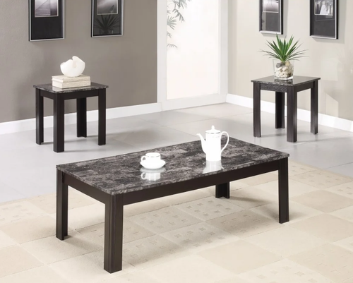 3-Piece Coffee Table Set Stonecroft Furniture Faux Marble Top Home Furniture New - Picture 6 of 8
