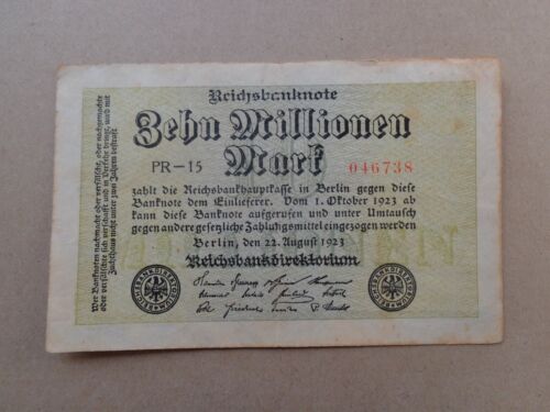 Banknote German Hyperinflation 10 Millionen Mark 1923 August - Picture 1 of 2