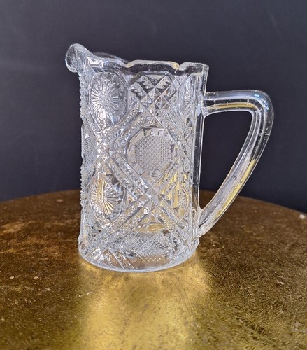 Fyen's Glassworks Pressed Glass Jug (Pitcher/Creamer) 4"H - Picture 2 of 14