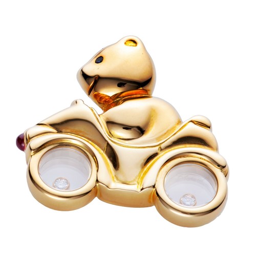 Chopard Happy Diamonds Yellow Gold Ruby Sapphires & Diamonds Bear Bicycle Brooch - Picture 2 of 2