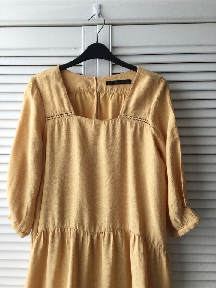 Zara Yellow 3/4 Length Sleeved Smock Dress Size S (10) eBay