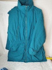 Vintage Eddie Bauer Goose Down Jacket. Size M Blue Green, Soft Shell. Mid Length