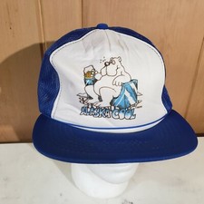 Vtg 90's Snapback Trucker Hat Alaska Cool Polar Beer Beer Adult Blue Mesh A49