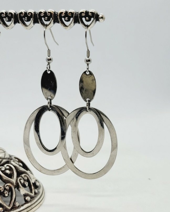 Chisel Stainless Steel Oval Dangle Chandelier Ear… - image 2