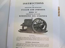 Fuller & Johnson Model K Gas Engine Installing & Operating  Instructions Manual 