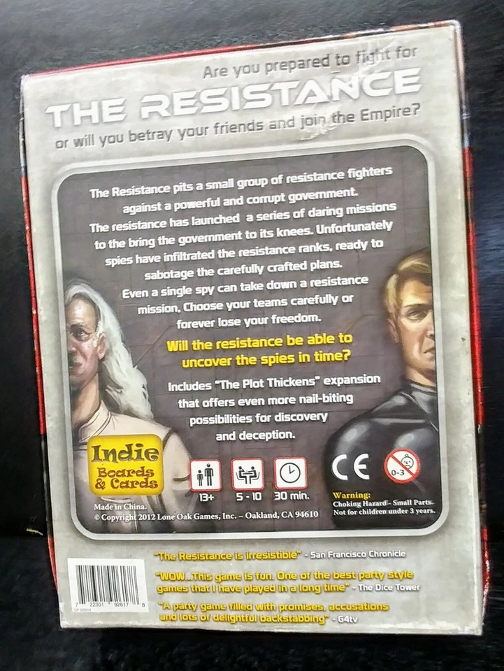 Indie Boards & Cards Board Game Resistance (3rd Ed) SW Pandemic Play Spy Plot - Image 3 of 3