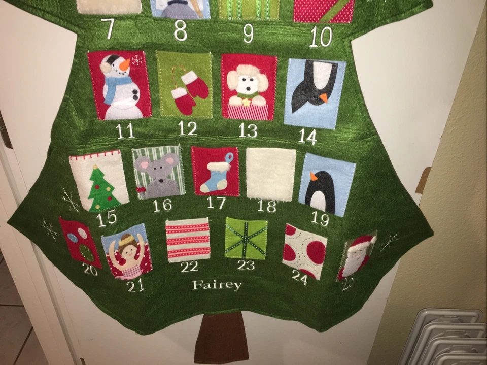 Pottery Barn Kids Tree-Shaped Christmas Advent Calendar Holidays Monogrammed - Image 4 of 4