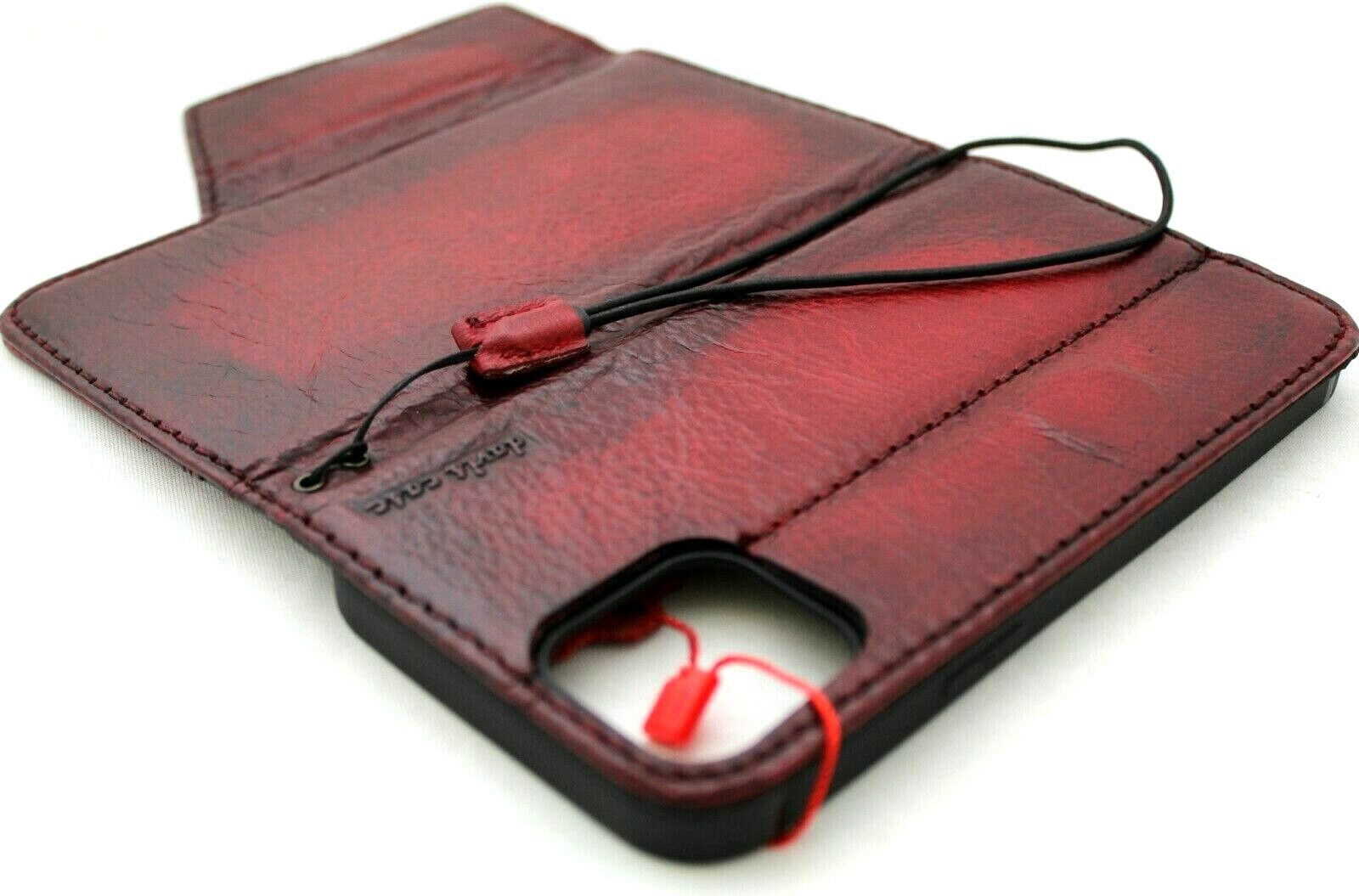 Image 31 - Genuine Leather Case Fo Apple iPhone 12 Pro Max Wallet Cover Book Retro Red wine