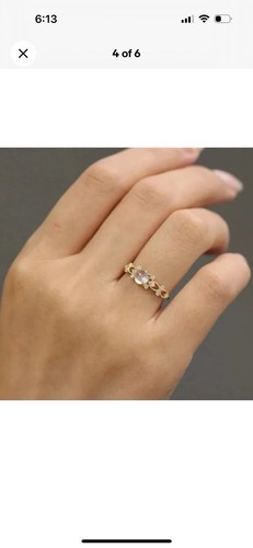 Anillo para mujer boutique simulado ópalo con detalles chapado en oro talla 7 ☂️ - Imagen 5 de 5