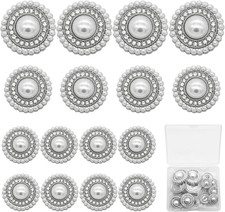 16PCS Alloy Embellishment Buttons with Artificial Pearls and Rhinestones Set 1"