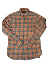 Polo Ralph Lauren Plaid Western Shirt Orange Blue Snap Button Flannel S
