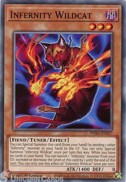 PHRA-EN017 Infernity Wildcat Common 1st Edition Mint Yu-Gi-Oh! Card