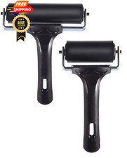 2Pcs Rubber Brayer Roller for Printmaking, Great Gluing 2PCS, Black