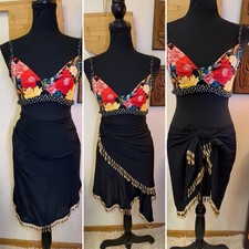 Vintage Gottex Made In Israel Woman s Swimsuit Wrap Sarong Beaded Cover Skirt OS