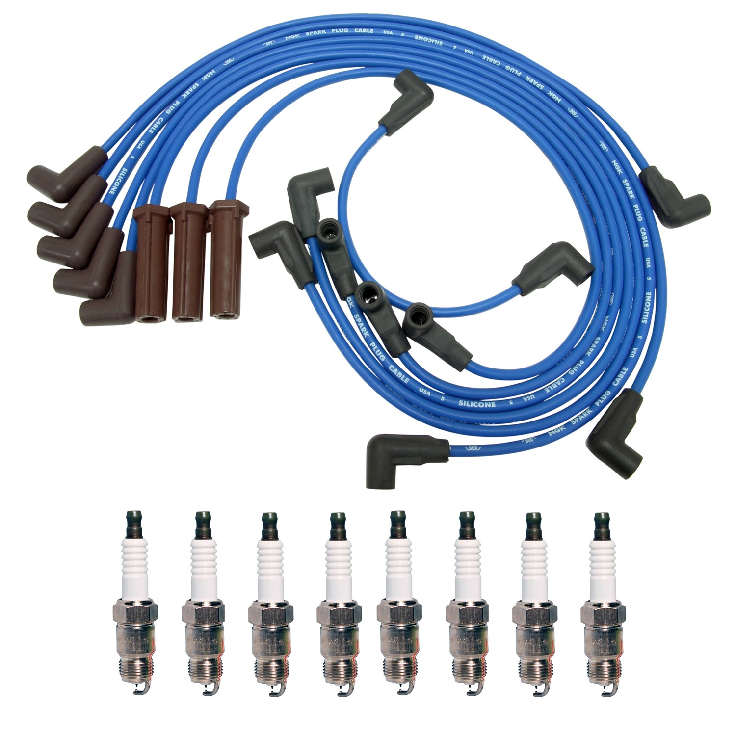 NGK 7mm Wire Set 8 Denso Iridium Spark Plug Kit For Brougham Roadmaster Base V8