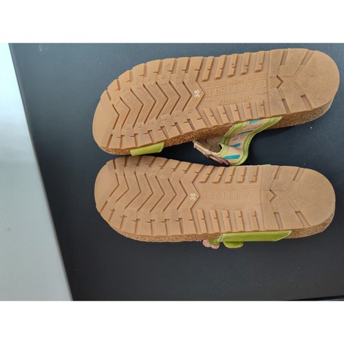 Spring Step L'Artiste Ludovica Green Wedge Flower Thong Sandals 38/7.5-8 - Picture 8 of 8