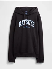 GAP Kat's Eye Logo Hoodie Pullover Black NWOT