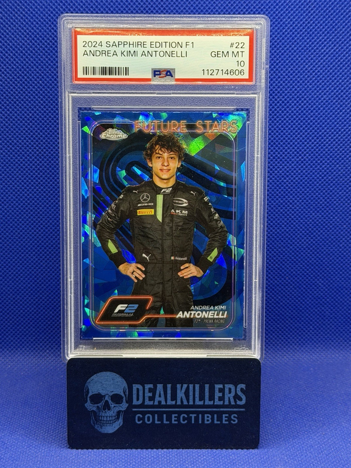 2024 Topps Chrome Sapphire F1 Formula 1 Andrea Kimi Antonelli #22 PSA 10 view 1