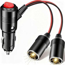 Car Cigarette Lighter Splitter, 12v Splitter Adapter for Car,Supports black