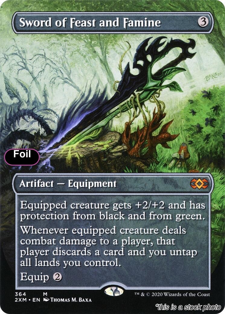 Sword of Feast and Famine (Borderless) Foil Mythic 364 2XM Double Masters Nea...