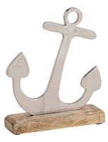 Belladecora 4X Aufsteller Anker Aus Metall Auf Mangoholz Sockel Silber, Bra ...