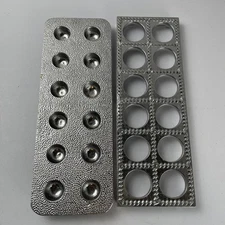 VTG Cast Aluminum Ravioli Maker Mold Cast 12 Dozen 2 Piece Set Number 501 & 502