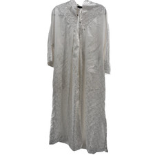 Vintage Christian DIOR Womens White Satin Lace Nightgown Loungewear XL