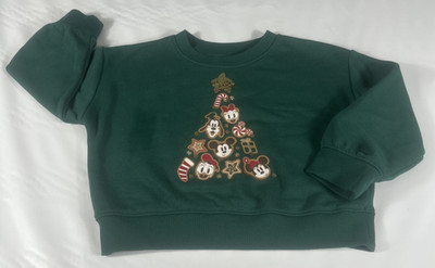 Disney Jumping Beans Mickey & Friends Green Christmas Toddler Sweater SZ 4 Used