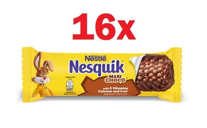 16x NESQUIK Breakfast Cereal Bars with Vitamins and Calcium 25g 0.88oz