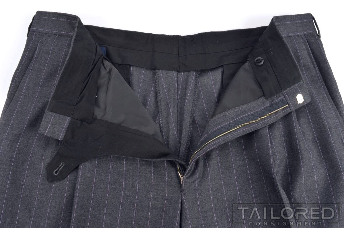 BROOKS BROTHERS GOLDEN FLEECE Gray Striped Saxxon Wool Jacket