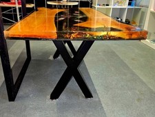 Handmade Epoxy Resin & Solid Wood Coffee Table – Unique Design