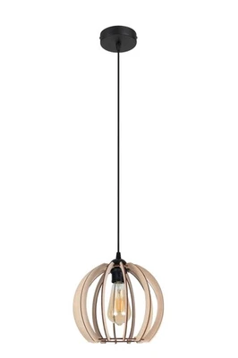Hängelampe Esstisch Schwarz Ø24 cm E27 Metall Holz Pendelleuchte Esszimmer - Bild 1 von 4
