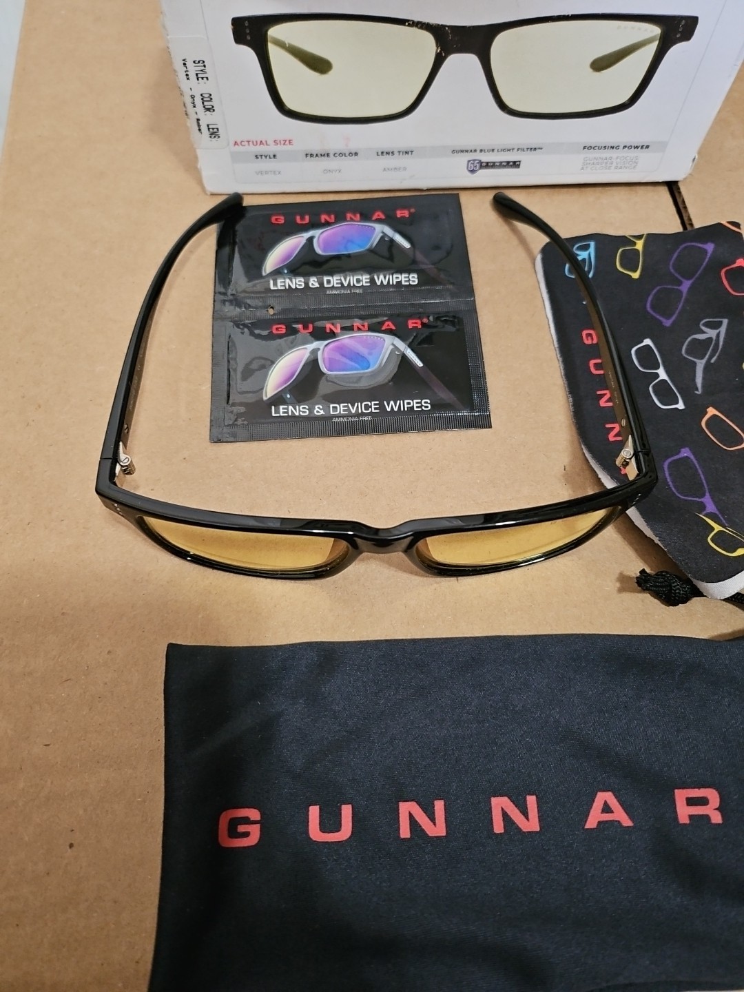 GUNNAR - Vertex Computer Glasses with Blue Light Reduction , Amber Lenses - Onyx