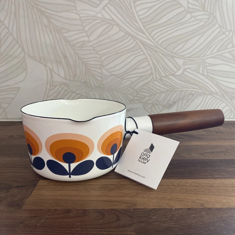 Preciosa Sartén de Leche Orla Kiely Naranja Retro Flor NUEVA EN CAJA Foto 2 de 4