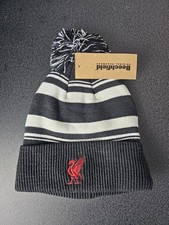 Men Liverpool Embroidered Black Bobble Beanie Hat One Size