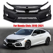 Type-R Style Front Bumper Cover+Lip+Grille Full Kit Fit For 16-21 Honda Civic