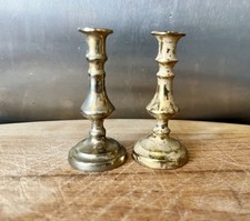 Pair of Miniature Brass Candlesticks 7cm Vintage Small Decorative Candle Holders