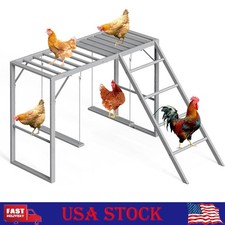 Metal Chicken Perch Swing Chicken Roosting Bars w/Ladder for Coop Pet Swing Set
