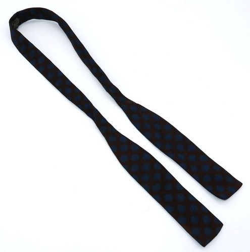 F. R. Tripler & Co. Silk Bow Tie Deep Blue Oval Medallions on Black 33"