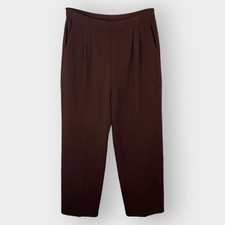 Vtg St. John Collection Santana Knit Pants  10  Brown Pleated  Quiet Luxury