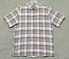 Eddie Bauer Sport Mens Plaid Short Sleeve Button Up Shirt Button Pockets Sz XLT