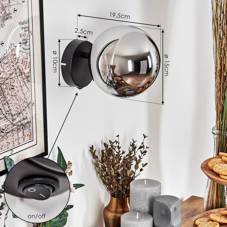HOFSTEIN Koyoto Kugelleuchte Wandleuchte Wandspot Lampe Wand Wandlampe Glas - Bild 4 von 4