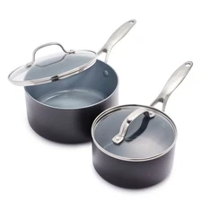 Valencia Hard Anodized Healthy Ceramic Nonstick 1.66QT and 3.3QT Saucepan Pot...
