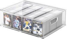 Trading Card Storage Box Clear Large Storage Organizer Holds 3200 Cards Pull-Out