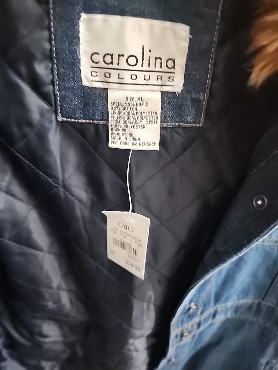 NWT Carolina Colours Jean Jacket Womens XL Blue Pennylane Faux fur trim Y2K VTG