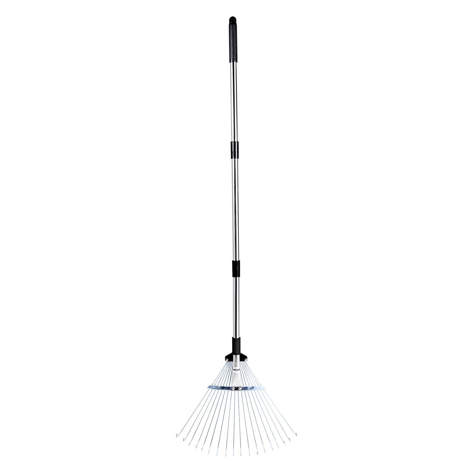 VEVOR Leaf Rake Steel Garden Rake 18-Tine 32.3-55.6 Inch Adjustable Long Handle