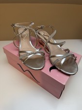 Nina Franya-YY Silver Metallic Rhinestone Strappy Sandals Size 7M