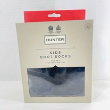 Hunter Boot Sock Unisex Black Tall 6 Stitch Cable Knit Fleece Kids Sz L 1-3 READ