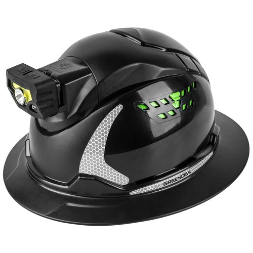 Matrix Full Brim Hard Hat with Headlight Vented Construction Safety Helmet OS...